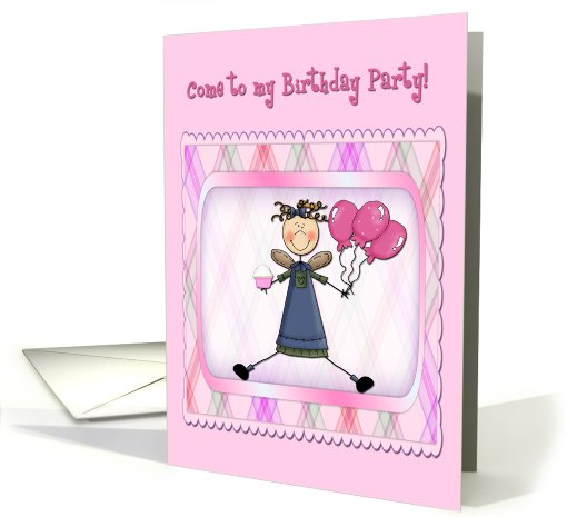 Birthday Party Pink Angel card (423679)