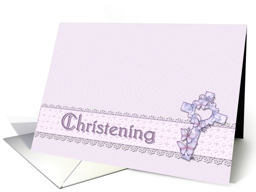Christening InvitationLavender Cross card (427225)