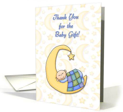 Thank You Baby Gift - Sleeping Baby on Crescent Moon card (460727)