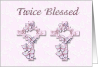 Twin Girls Christening card