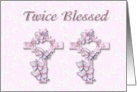 Twin Girls Christening card