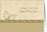 Elegant Gold Holly for the Holiday Season card