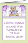 Teddy Bear Purple Birthday Invitation card