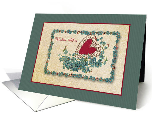 Vintage Valentine Blue Flowers card (543300)