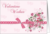 Valentine Pink Flowers Hearts card
