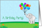 Elephant Balloons Birthday Party Invite card