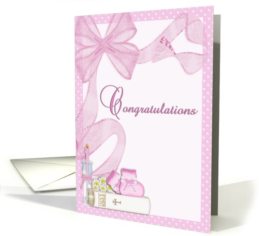Baptism Congratulations Pink card (556740)