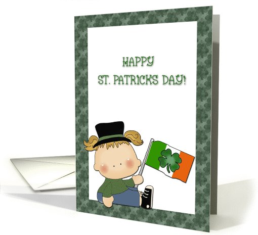 St. Patrick Girl Irish Flag card (565571)