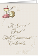 First Communion Tan card