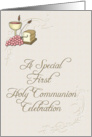First Communion Tan card