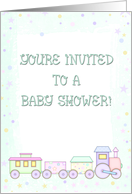Pastel Train Baby Shower card