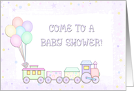 Pastel Train Baby Shower card