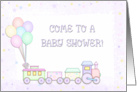 Pastel Train Baby Shower card