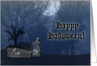 Spooky Graveyard at Halloween card