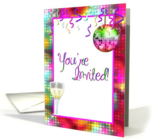 Disco Ball Champagne Invitation card (700435)