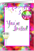 Disco Ball Champagne Invitation card