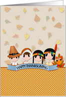 Thanksgiving Pilgrims and American Indians card