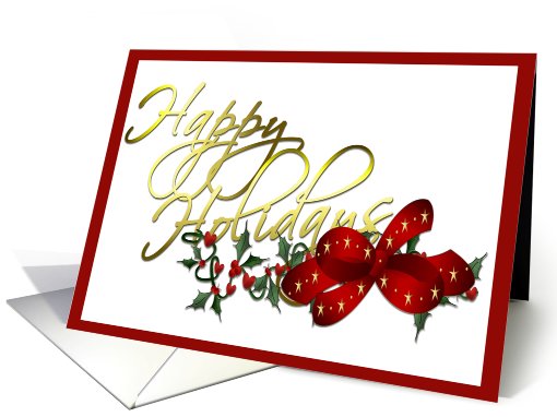 Holly and Red Bow card (728674)