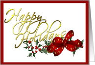 Holly and Red Bow card