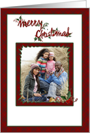 Red Plaid Merry Christmas Holly Photo Card