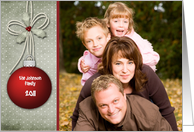 Christmas Red Ornament Holly Photo Card