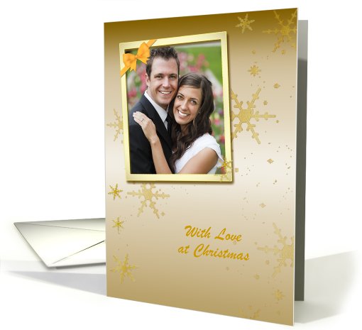Gold Snowflakes Christmas Photo card (856174)