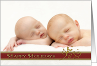 Happy Holidays Gold Holly Photo Card
