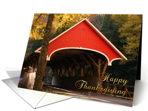 Autumn Covered Bridge Thanksgiving card (858650)