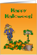 Pumpkin Patch Scarecrow Halloween card
