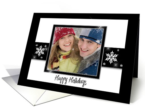 Black White Snowflakes Photo card (860855)