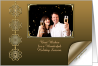 Gold Snowflakes Christmas Photo Card