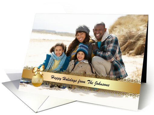 Gold Snowflake Ribbon Ornament Christmas card (863052)