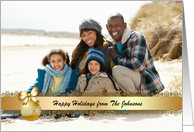 Gold Snowflake Ribbon Ornament Christmas card