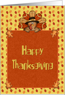 Happy Thanksgiving, Turkey, Autumn Leaves card