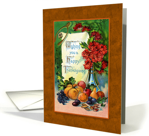 Vintage Thanksgiving, Fruit, Flowers card (867195)