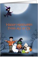Halloween, Costumed Ghouls, Graveyard, From All of Us card
