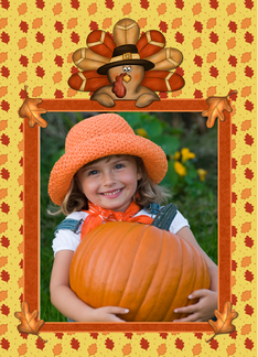 Thanksgiving, Turkey, Autumn Leaves Photo Card
