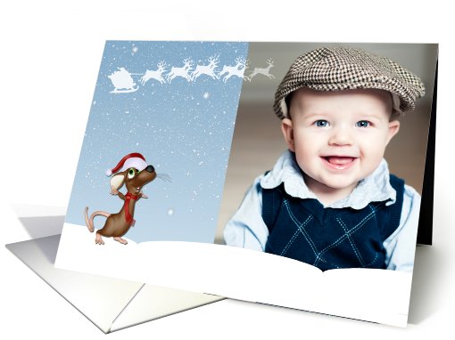 Christmas Mouse, Santa Sleigh, Christmas Photo card (867234)