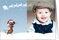 Christmas Mouse, Santa Sleigh, Christmas Photo Card