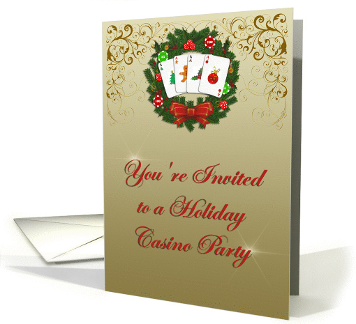 Holiday Casino Party, Wreath, Playing Cards Invitation card (867869)