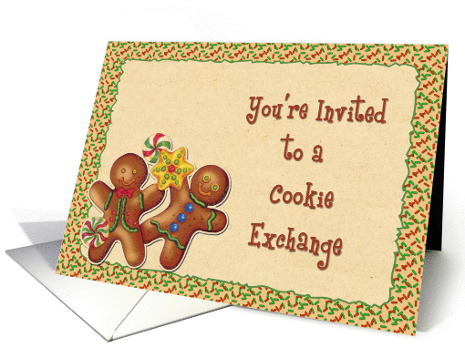 Gingerbread Cookies, Sprinkles, Cookie Exchange Invitation card