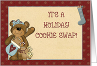 Teddy Bear, Gingerbread Cookies, Cookie Swap Invitation card