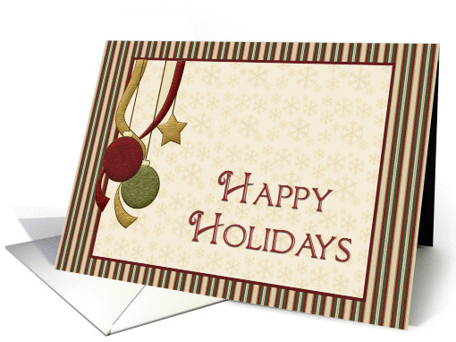 Ornaments, Stripes, Snowflakes, Happy Holidays card (868373)