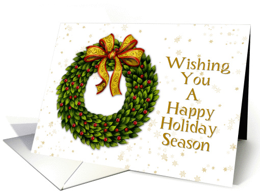 Wreath, Bow, Holly Christmas Greeting card (868424)