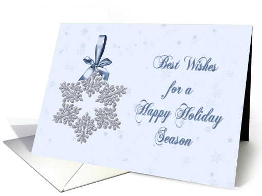 Snowflake, Bow, Blue, Happy Holiday card (868631)