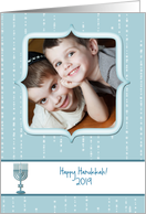 Hanukkah, Blue, Menorah Photo Card