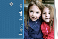 Happy Hanukkah, Star of David, Blue Photo Card
