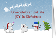 Merry Christmas For Grandchildren, Cute Snow Animals card