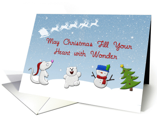 Merry Christmas, Cute Snow Animals, Snow Scene, card (869111)