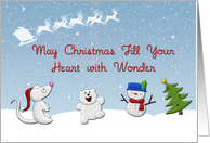 Merry Christmas, Cute Snow Animals, Snow Scene, card